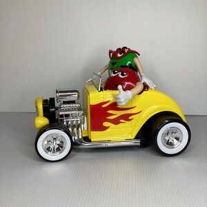 M&M's Rebel Without A Clue Yellow Ford Hot Rod Roadster Candy Dispenser Plastic